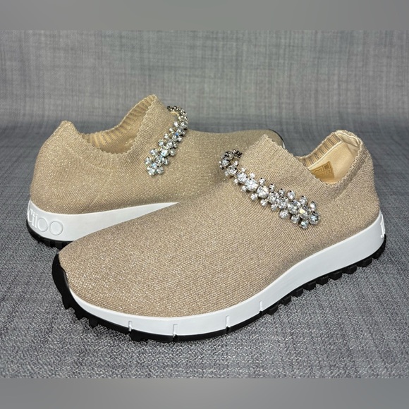 Jimmy Choo Verona Embellished Knit Slip On Sneakers EU 36 - Picture 2 of 10
